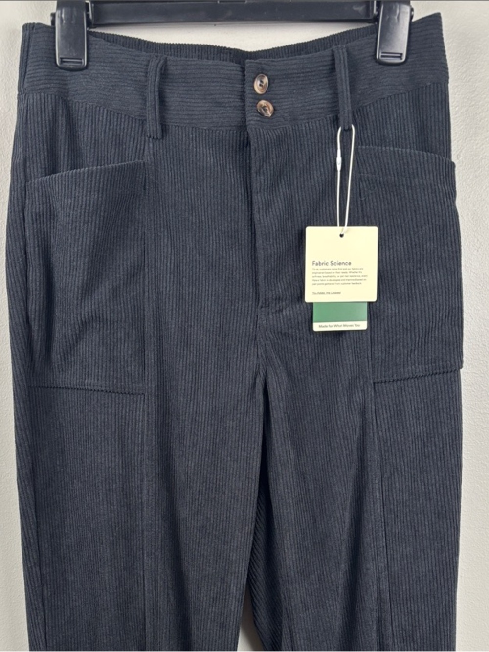 NWT HALARA AuraCord black Corduroy Straight-Leg Pants women M 30” stretch waist - Picture 4 of 9